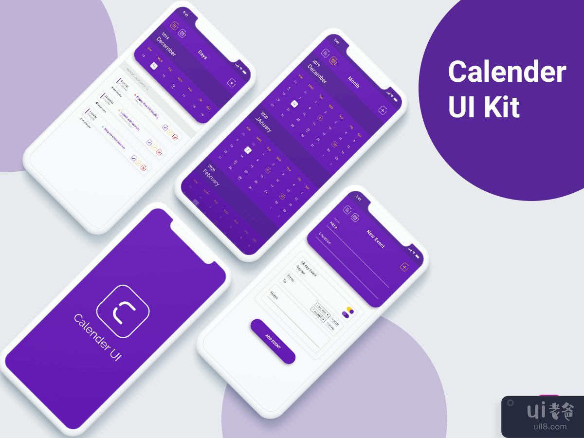 日历 UI 套件设计(Calendar UI kit design)插图4