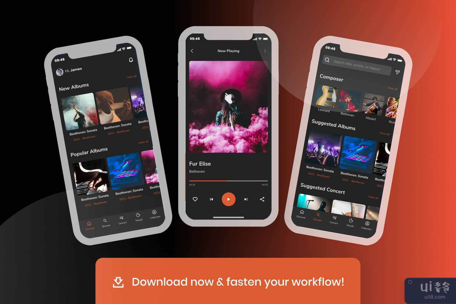 Classica - 音乐移动 UI 套件(Classica - Music Mobile UI Kit)插图