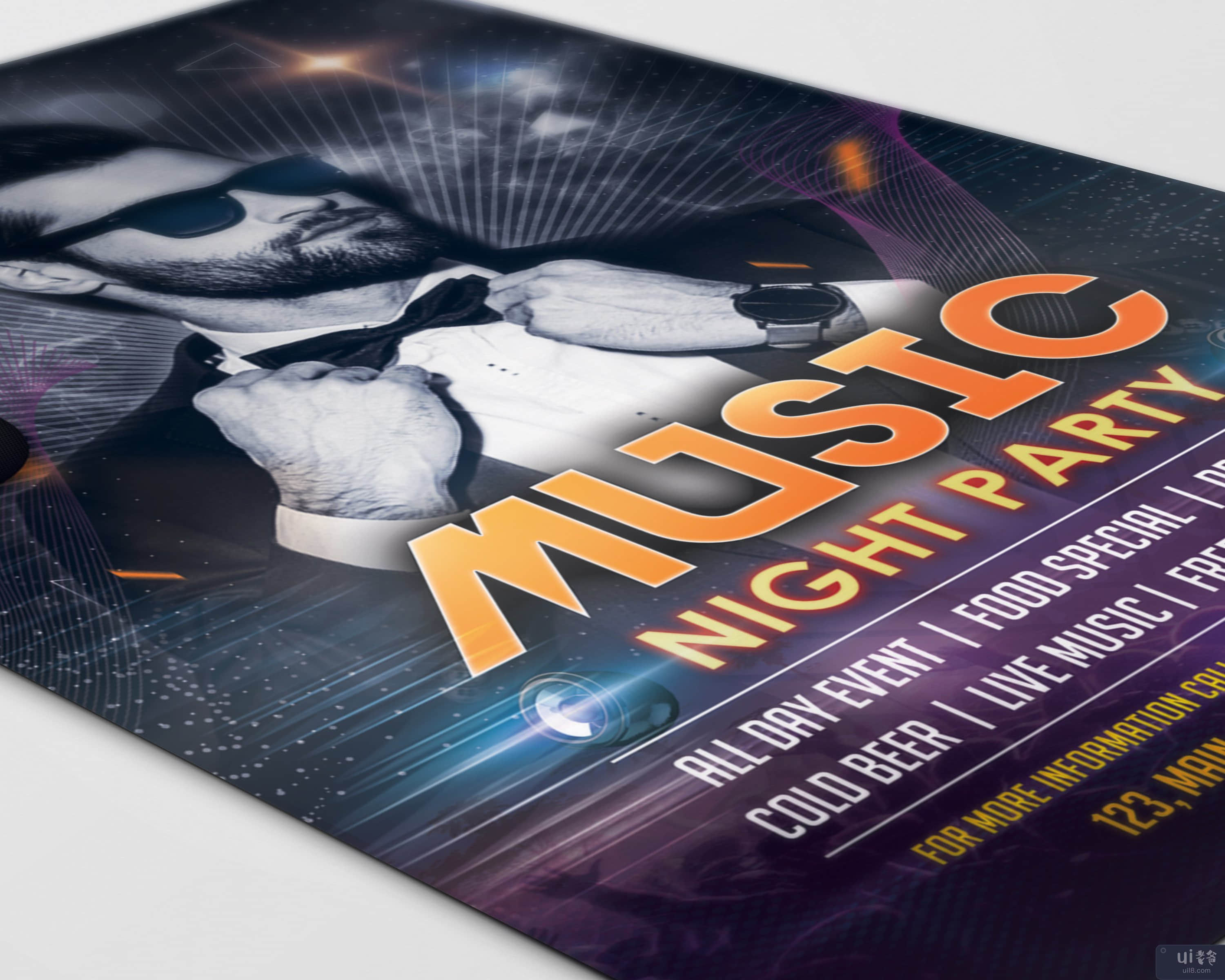 音乐之夜派对传单设计(Music Night Party Flyer Design)插图