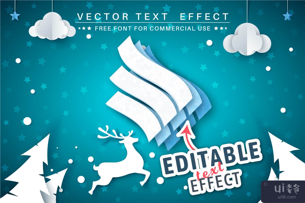 冬季 - 可编辑的文本效果、字体样式(Winter - editable text effect, font style)插图