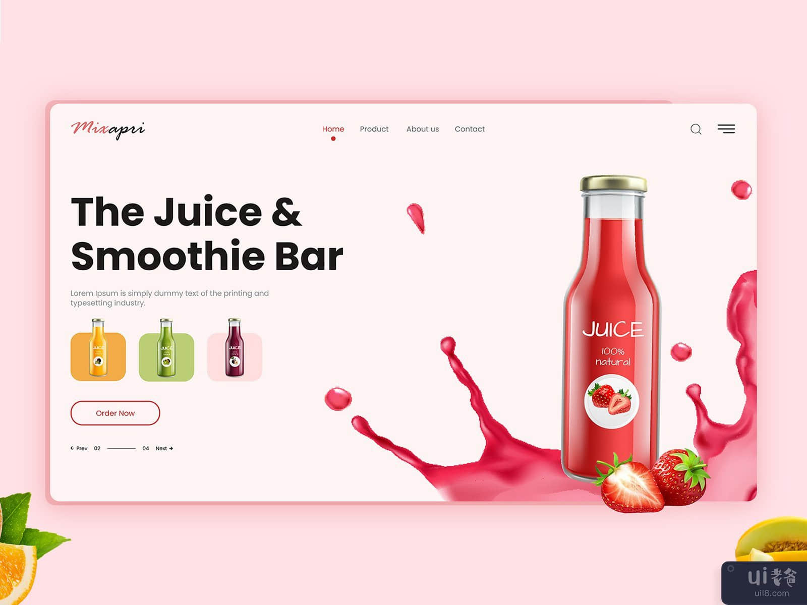 有益健康的新鲜果汁|果汁登陆页面网页设计(Fresh Juices for Virtuous Health | Juice Landing Page web Design)插图