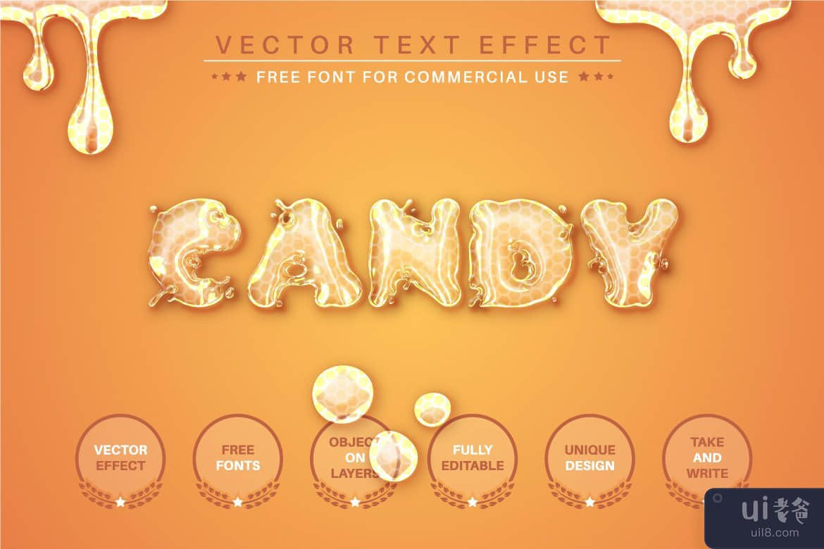 Honey - 可编辑的文字效果，字体样式(Honey -  Editable Text Effect, Font Style)插图2