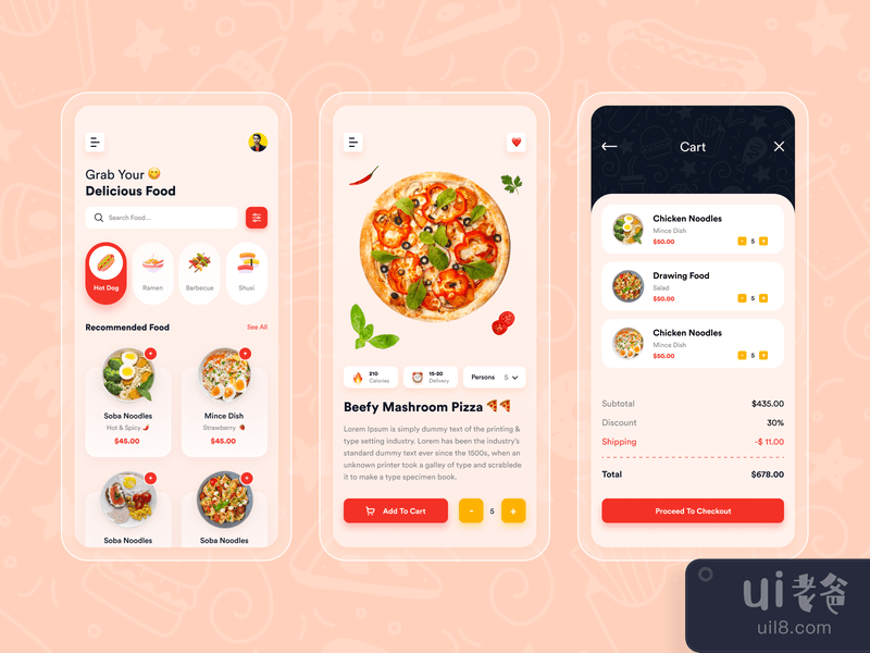 Food Mobile App UX UI Design 🍔🍕