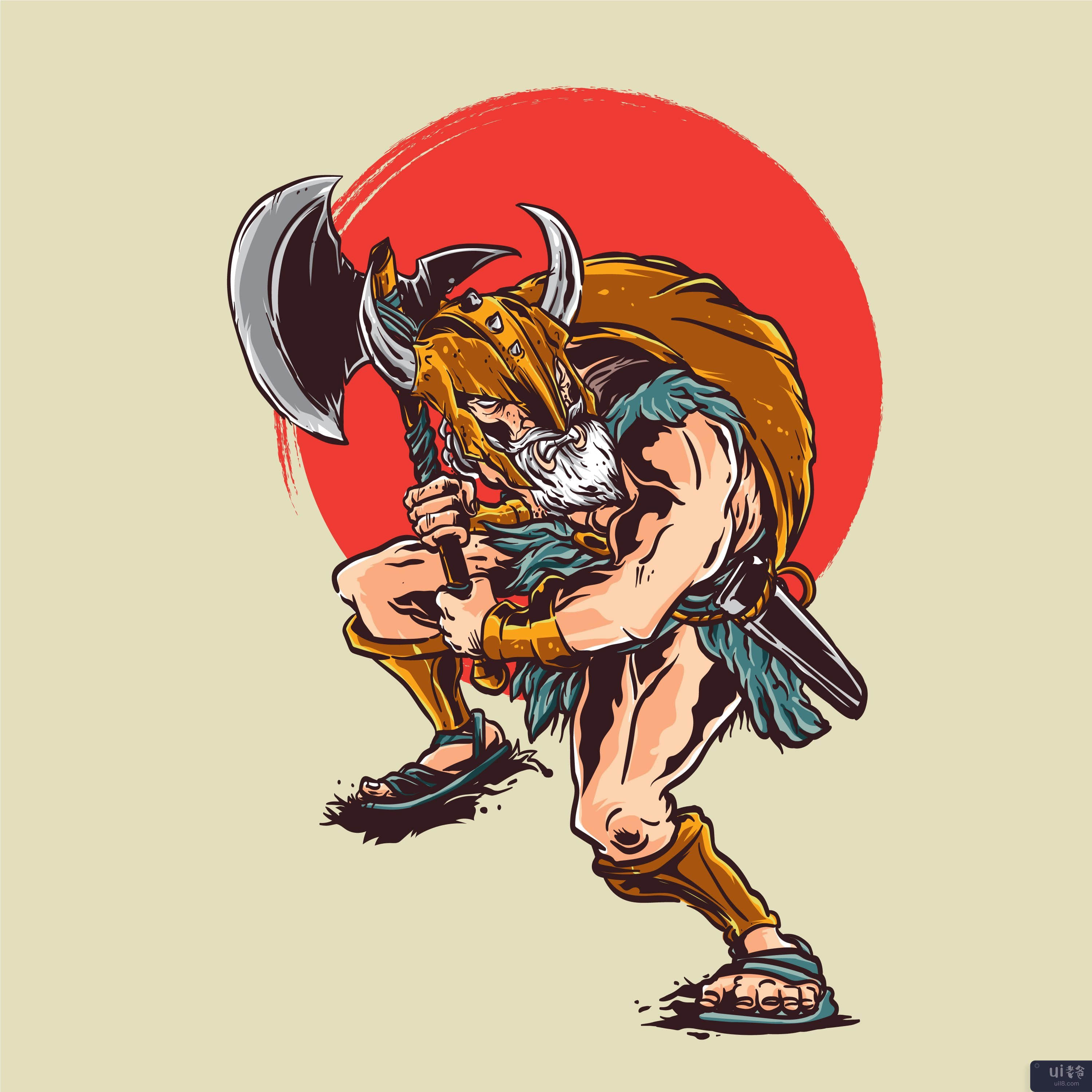 老战士矢量(Old warior vector)插图