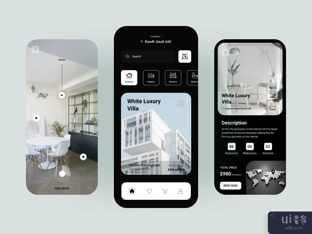 房屋租赁 App UI 设计(Home Rent App Ui Design)插图