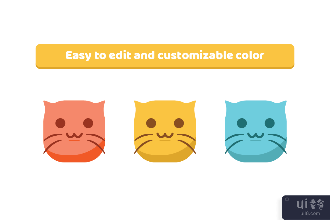 可爱的猫表情图释图标集矢量(Cute cat emoji emoticon icon set vector)插图1