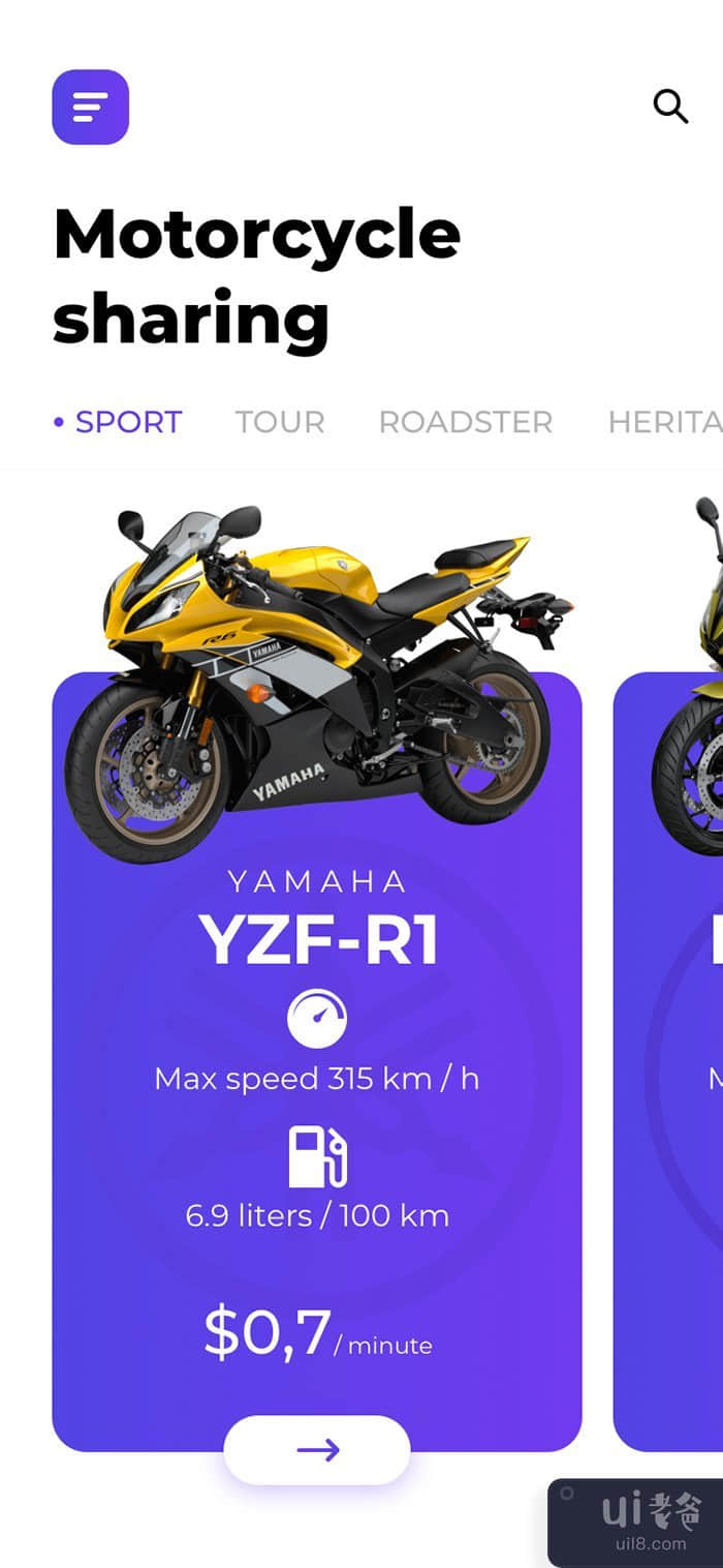 摩托车共享移动应用程序 UI 套件(Motorcyrcle sharing mobile app UI kits)插图7
