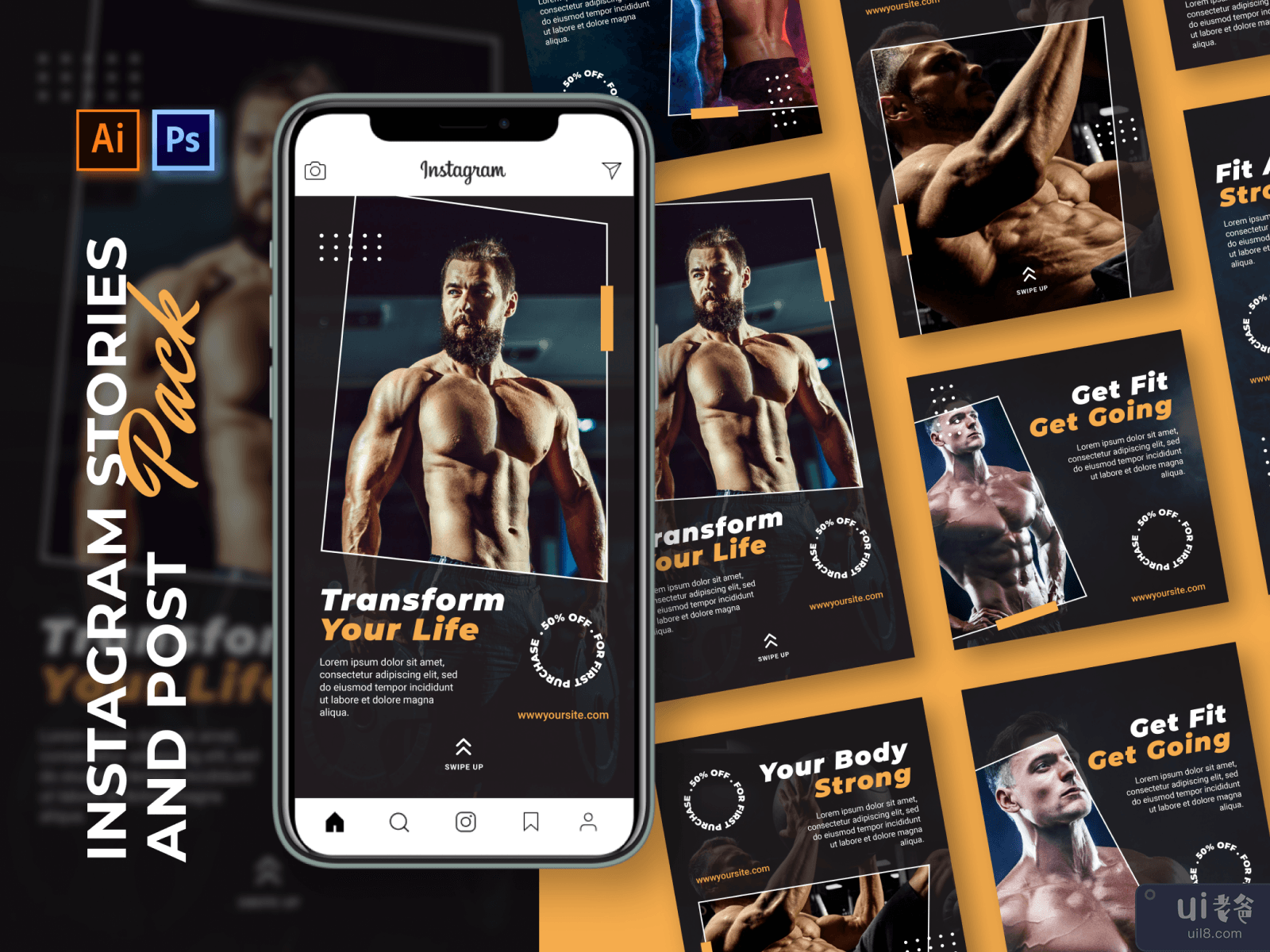 GYM Instagram Post and Stories Pack