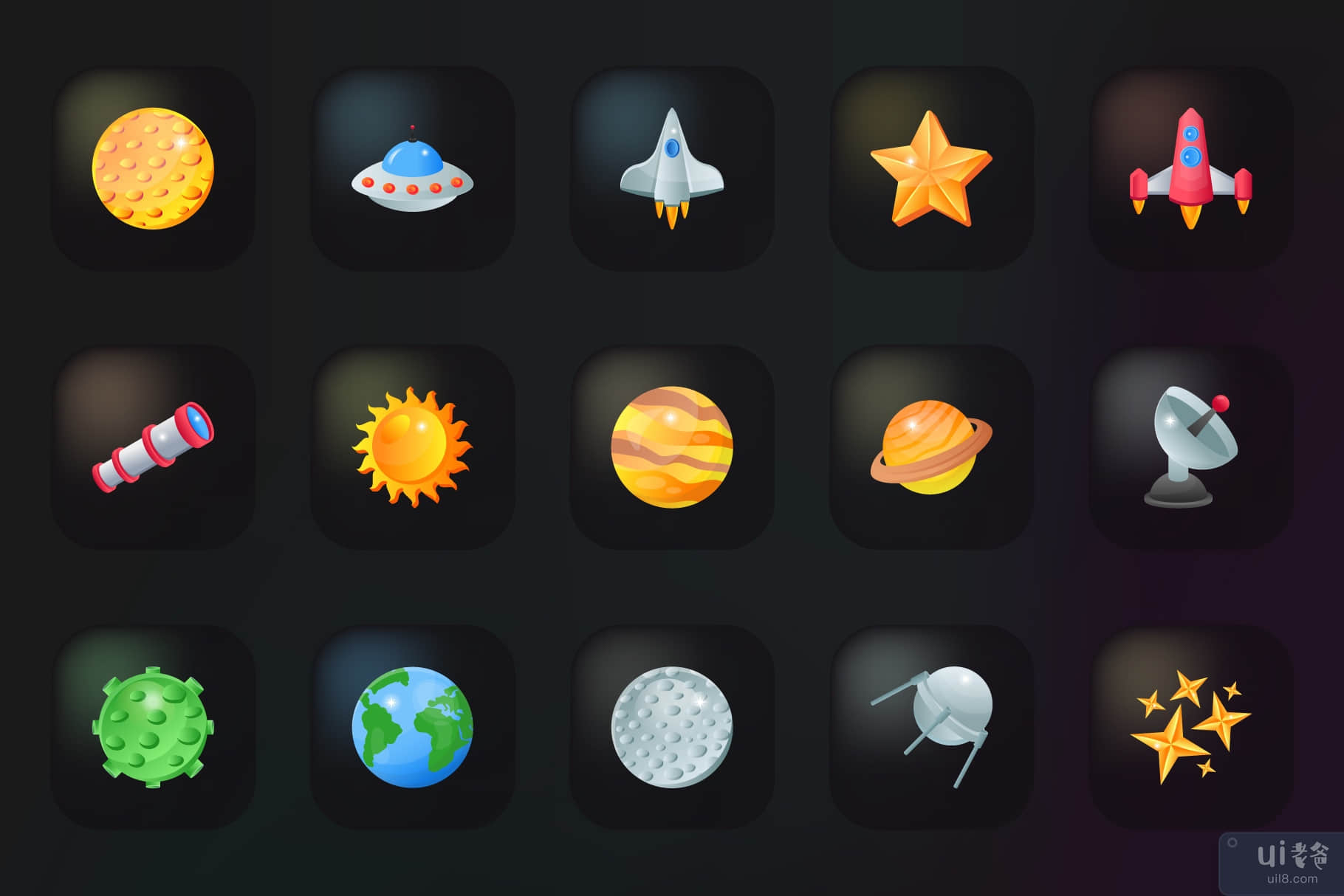 30 个空间图标-酷平面图标(30 Space Icons - Cool Flat Icons)插图5