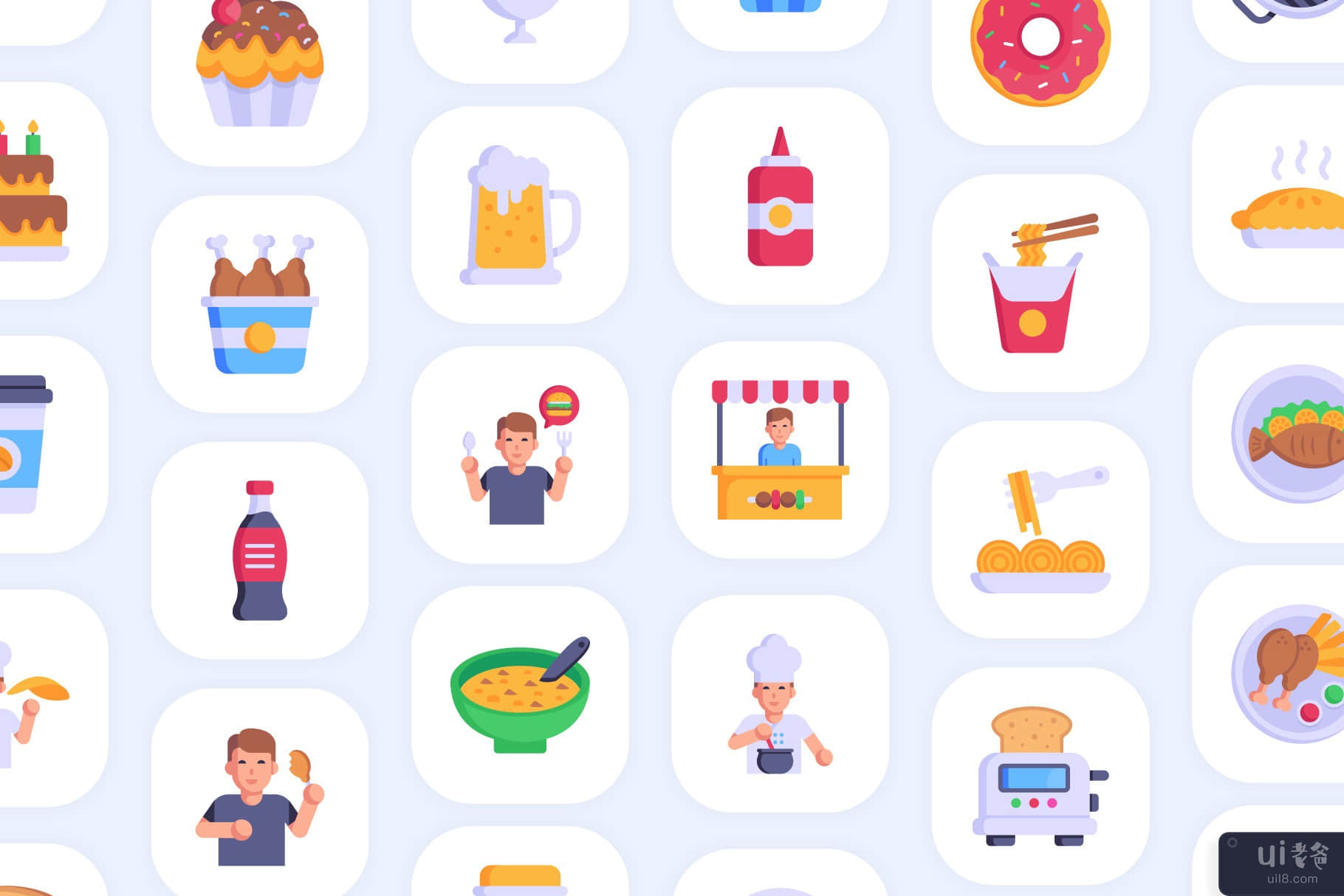 50 个快餐矢量图标(50 Fast Food vectors Icons)插图1