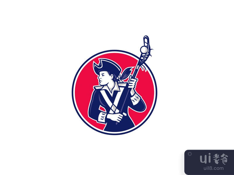 Female Lacrosse Player Patriot Mascot