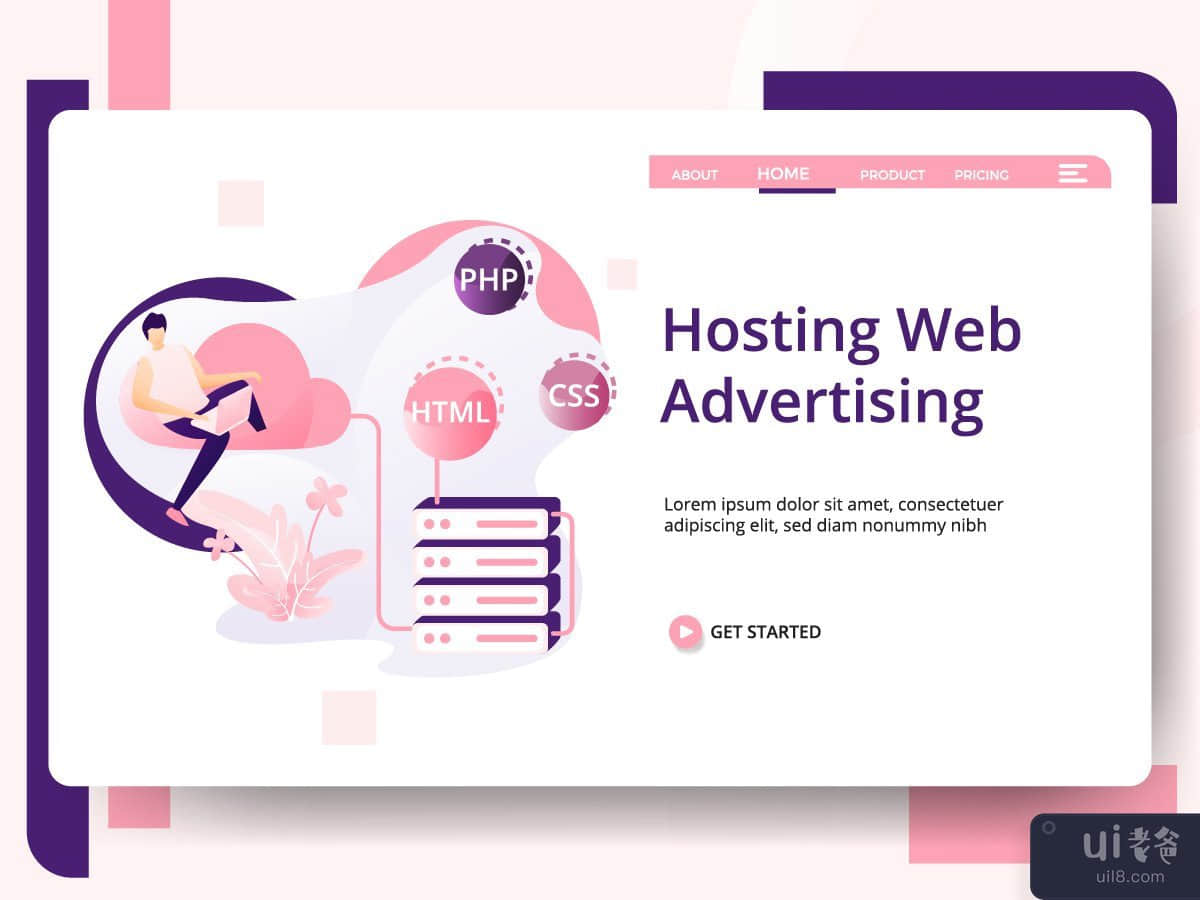 Hosting Web Advertising modern illustration vector