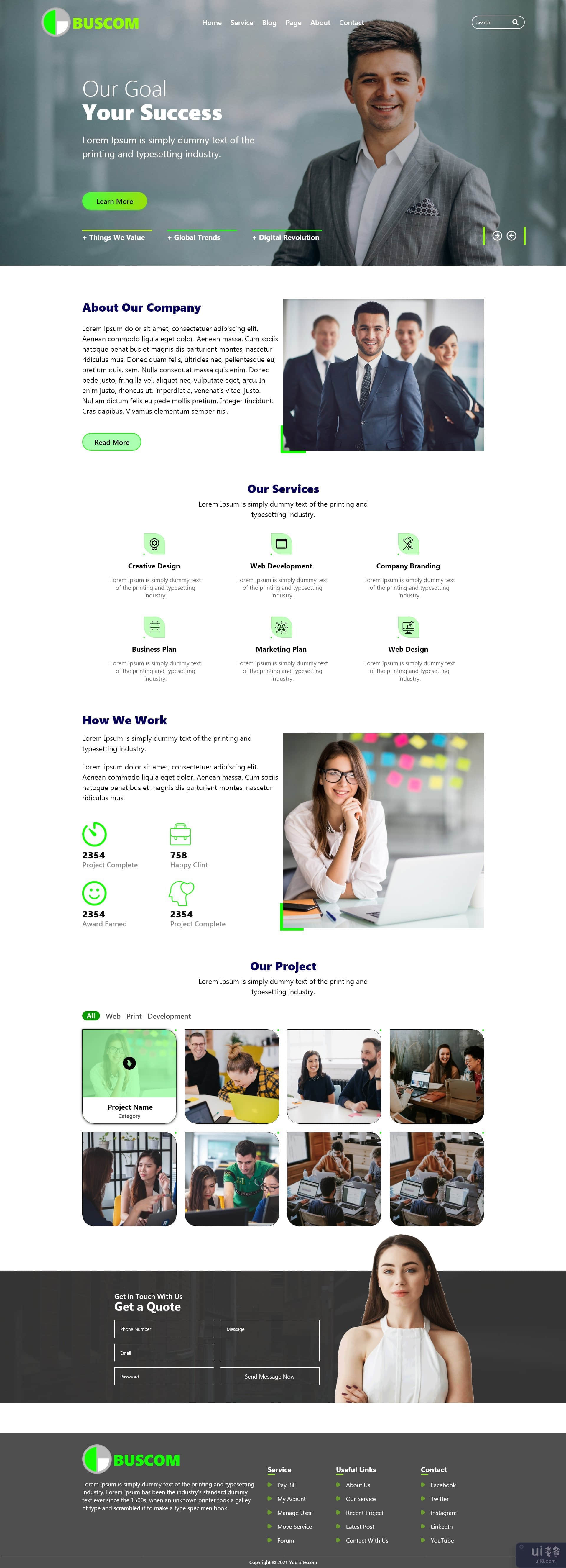 多用途和企业创意数字代理网站设计模板(Multipurpose & Corporate Creative Digital Agency Website Design Template)插图