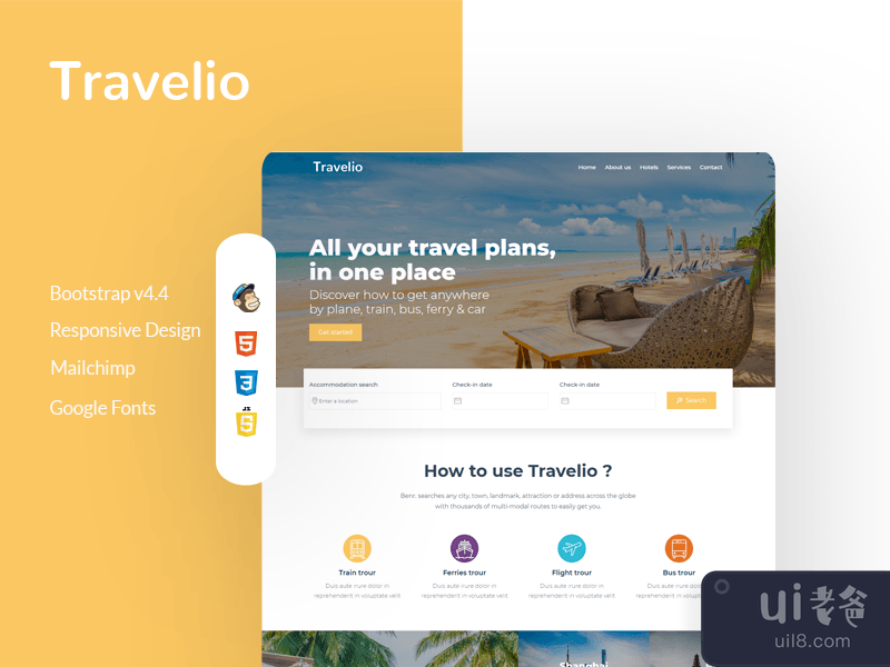 Travelio Landing page Template