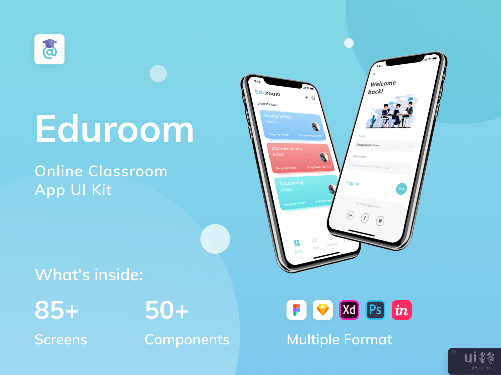 EduRoom - 在线课堂应用程序 UI 工具包（第 2 部分）(EduRoom - Online Class Room App UI Kit (Part 2))插图