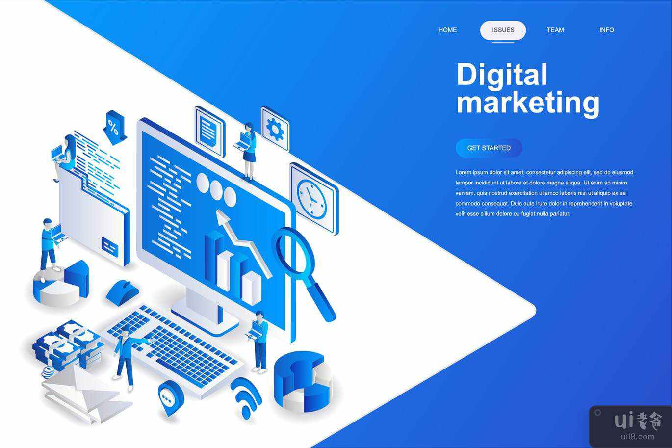 数字营销等距概念(Digital Marketing Isometric Concept)插图