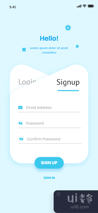 iOS 的登录和注册页面(Login & Sign up Page for iOS)插图