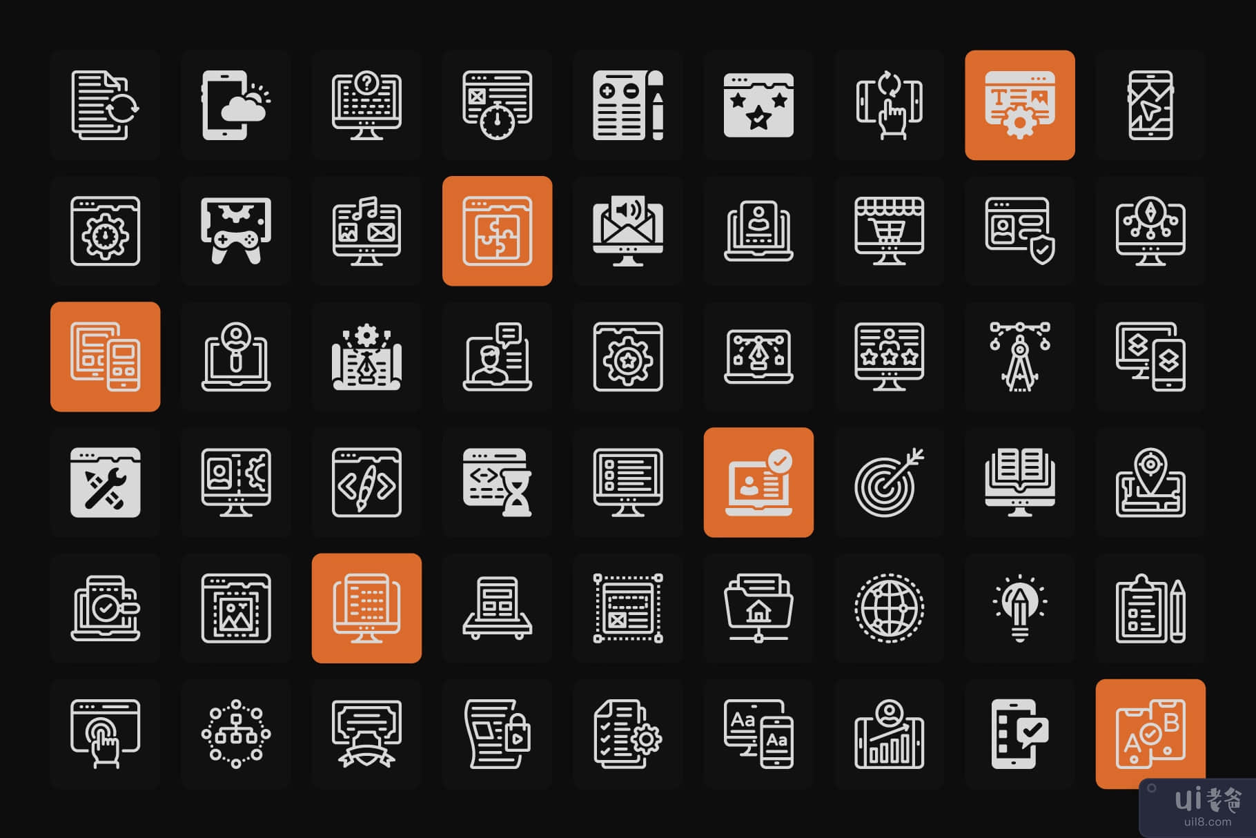 网页设计线性图标包(Web Design Linear Icons Pack)插图4