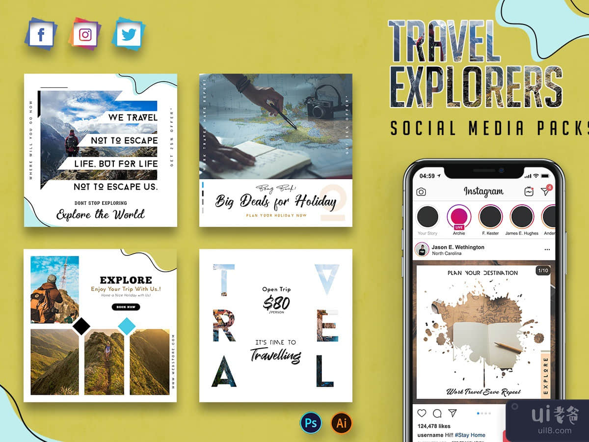 Travel Explorers Social Media Packs