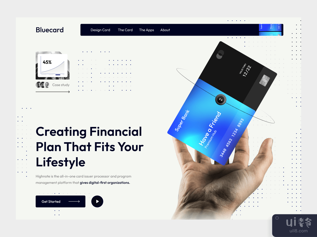 Bluecard - Finance Hero Section