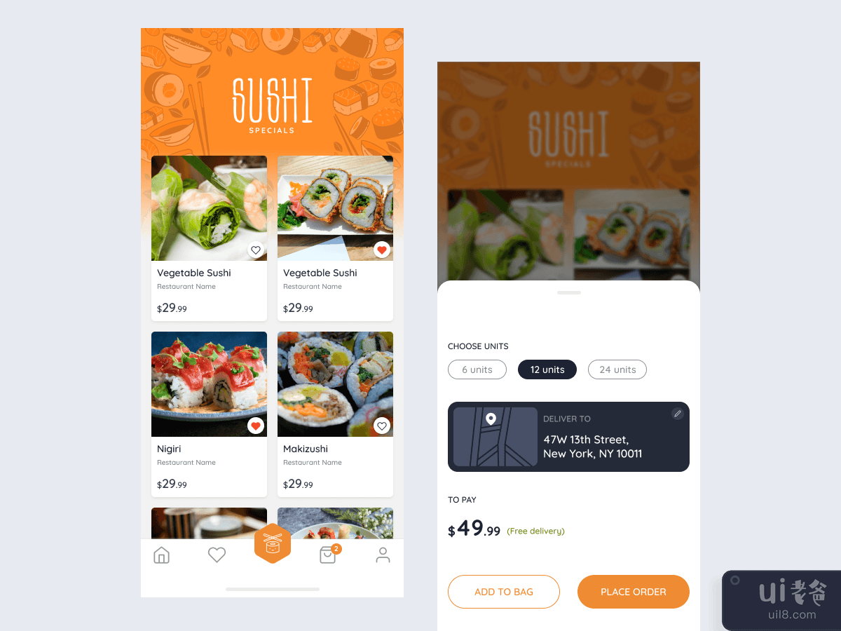 寿司餐厅应用程序 - 用 Figma 制作(Sushi Restaurant App - Made with Figma)插图