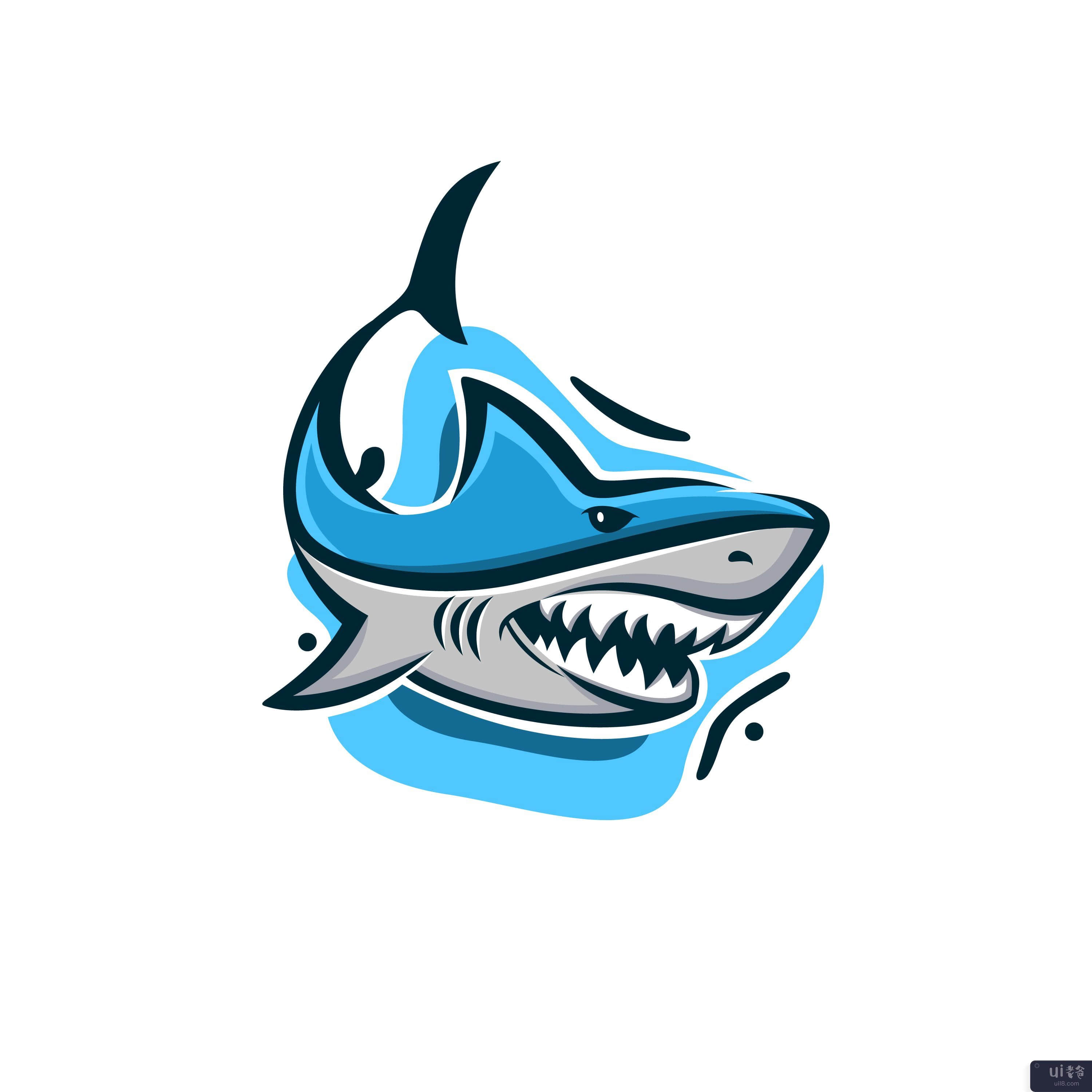 鲨鱼动物捕食者水下标志(Shark animal predator underwater logo)插图