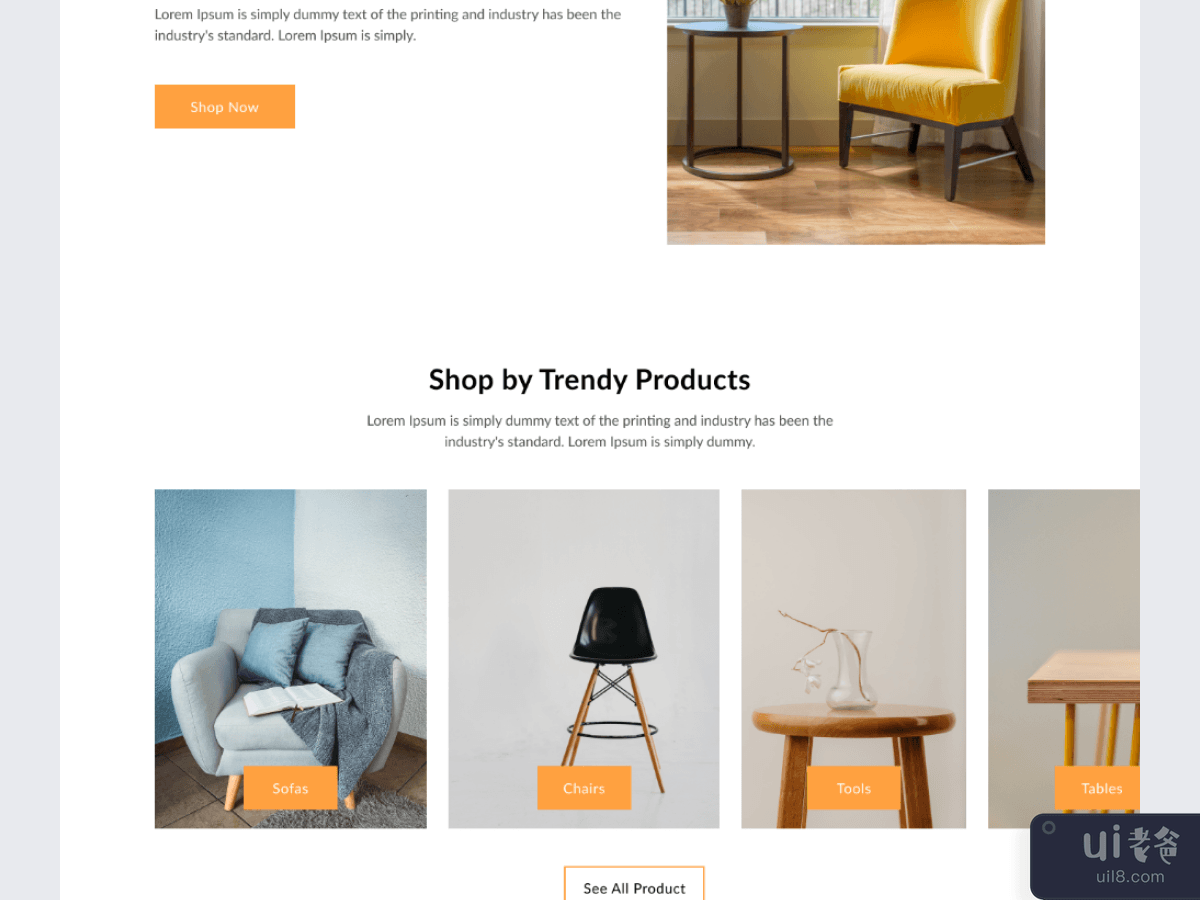 电子商务家具网站登陆页面(E-Commerce Furniture website Landing Page)插图