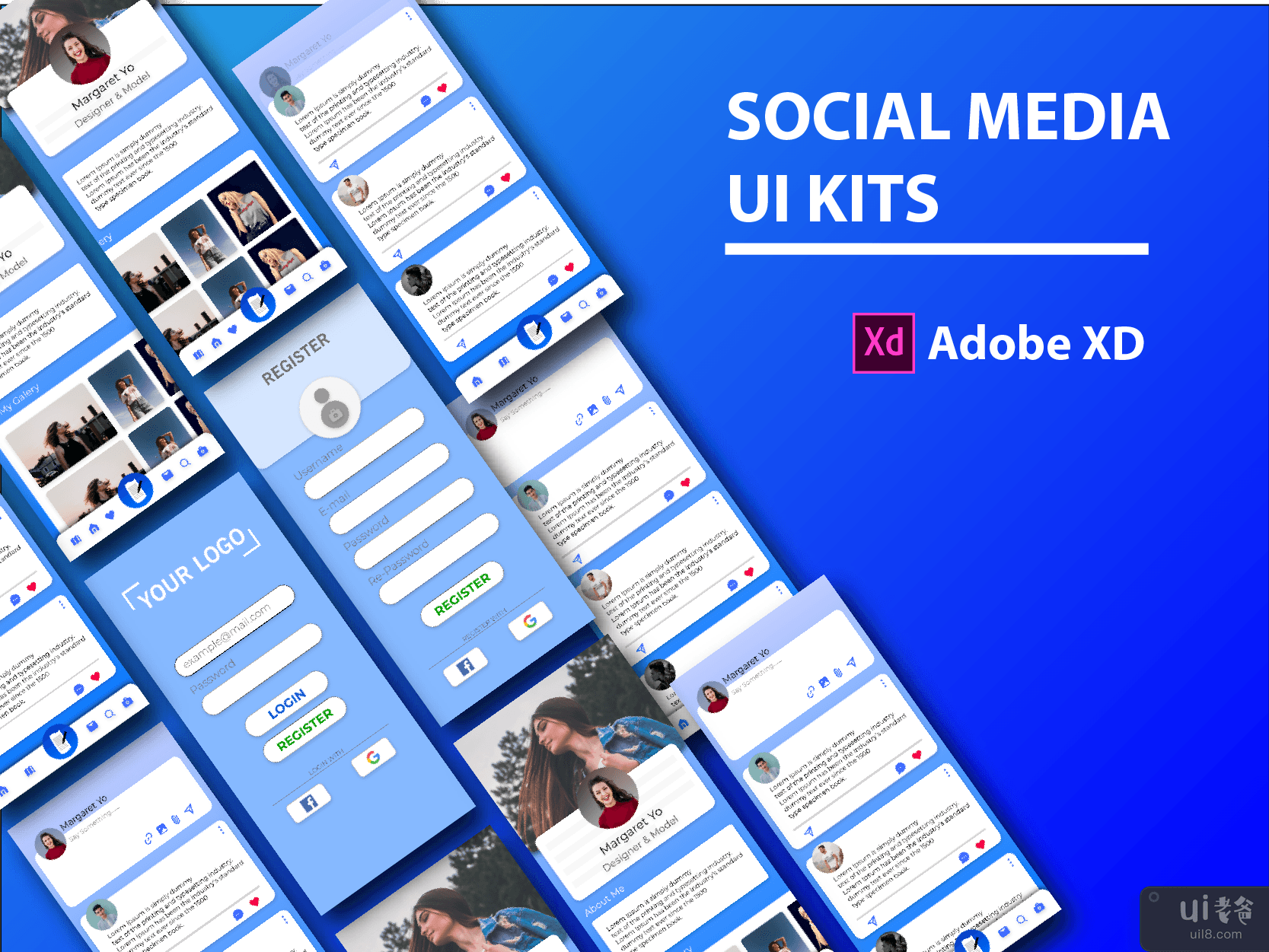 适用于 Adobe XD 的社交媒体 UI 工具包(Social Media UI Kits For Adobe XD)插图5