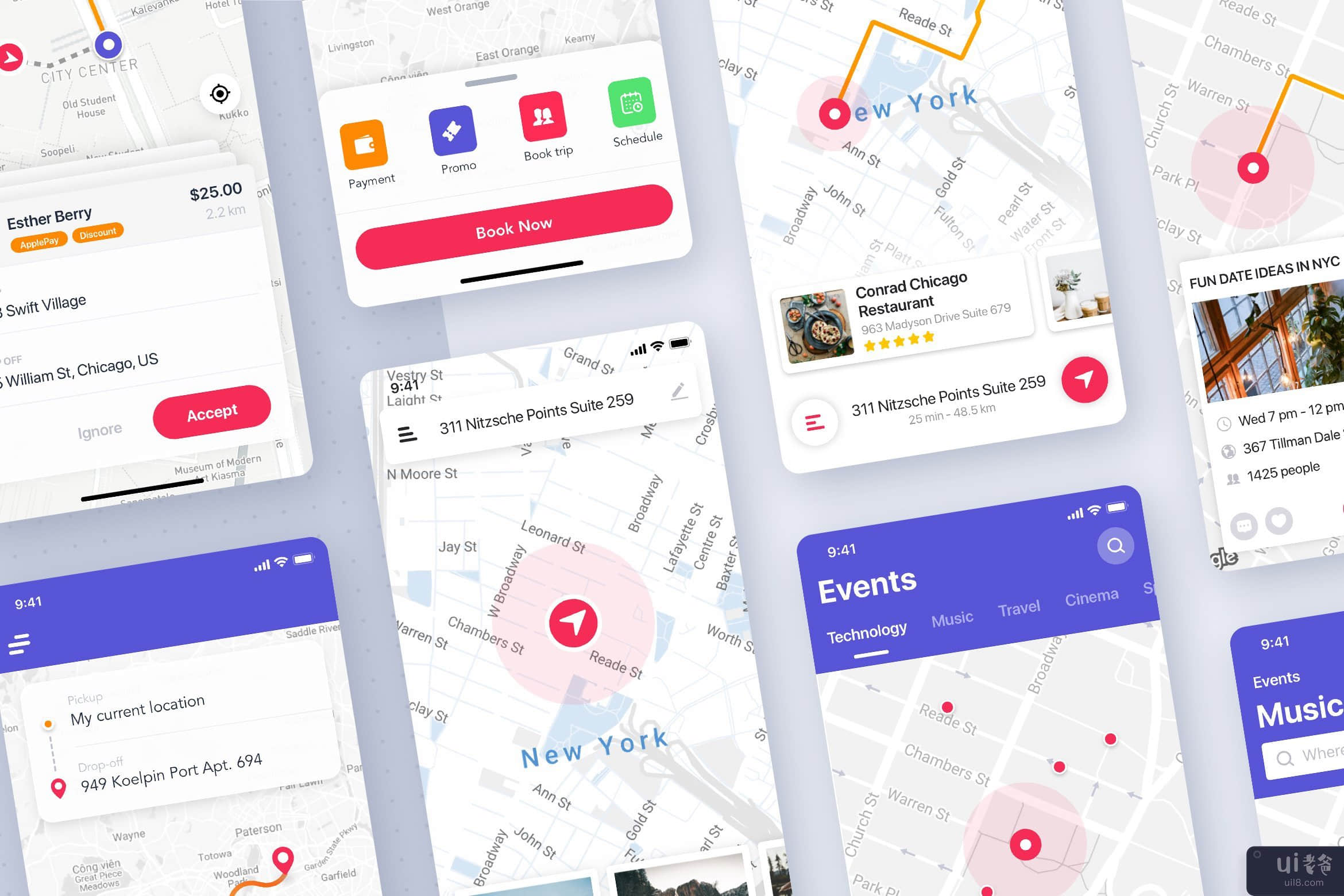 30个移动应用程序的地图/位置屏幕(30 Map/Location screens for mobile App)插图7