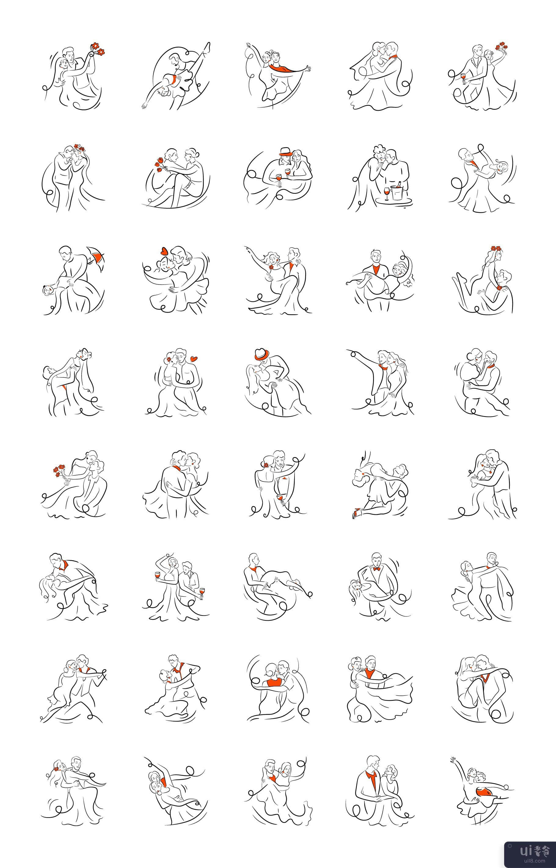 40 手绘情人节插图(40 Hand Drawn Valentine Illustrations)插图