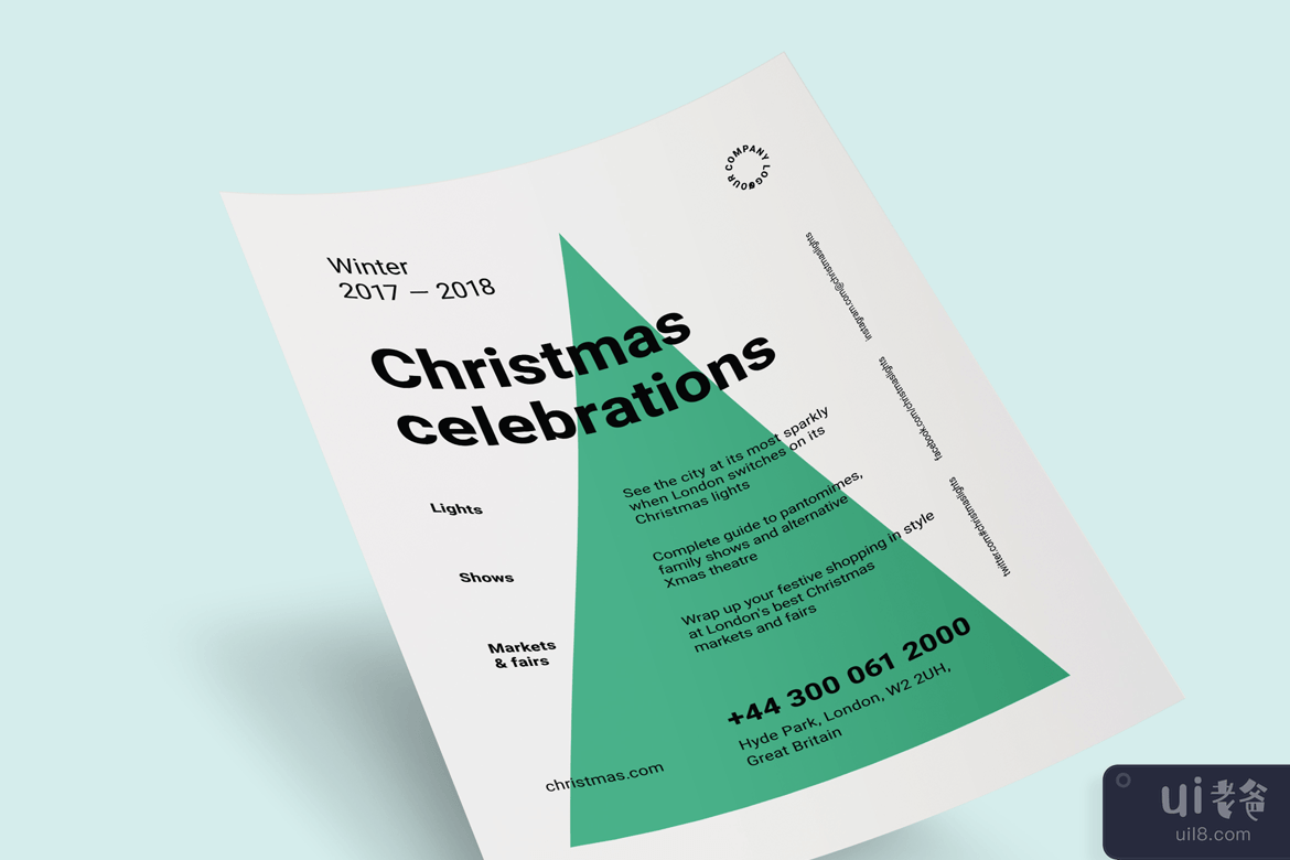圣诞节海报模板(Christmas Poster Template)插图1