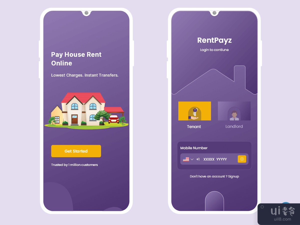 支付房屋租金在线移动应用程序 UI 套件(Pay House Rent Online Mobile App UI Kit)插图