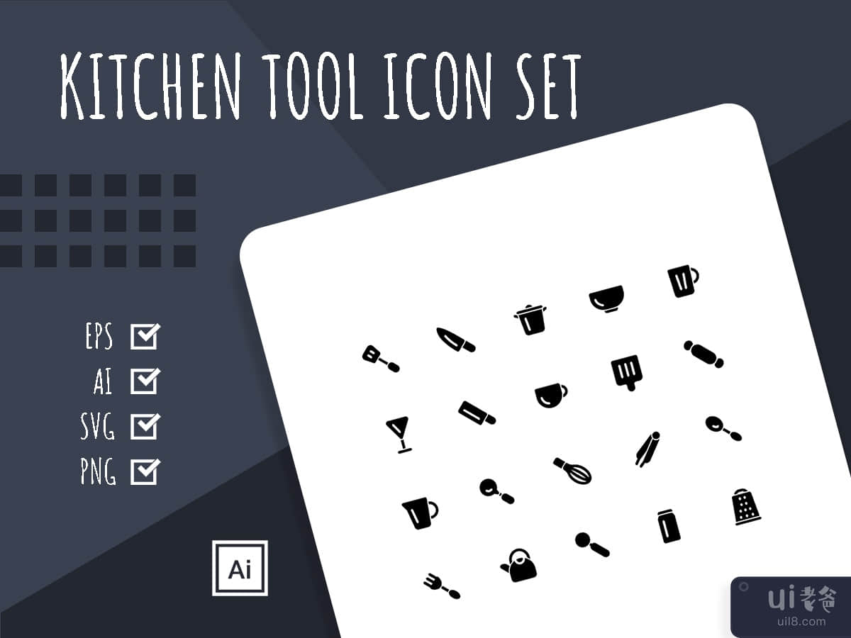 Kitchen Tool Solid Icon Set