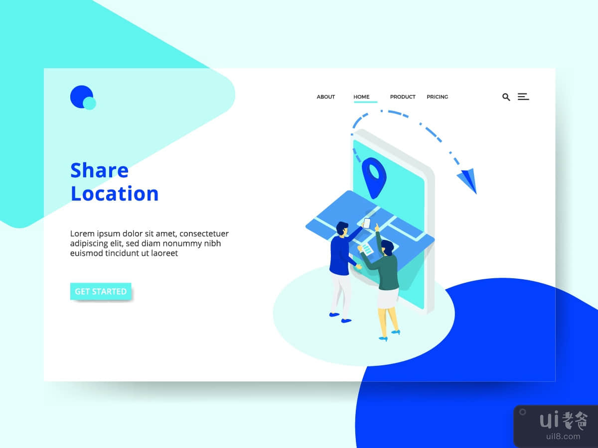 Landing Page Share Location concept