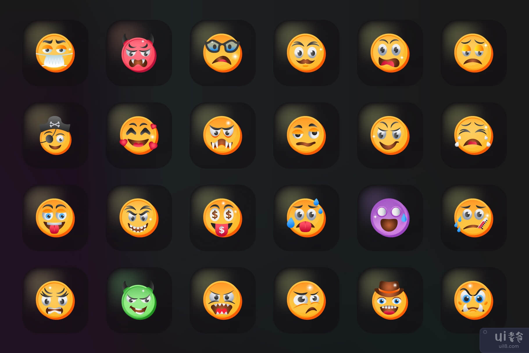 50 个表情符号图标-平面矢量(50 Emojis Icons - Flat Vectors)插图5
