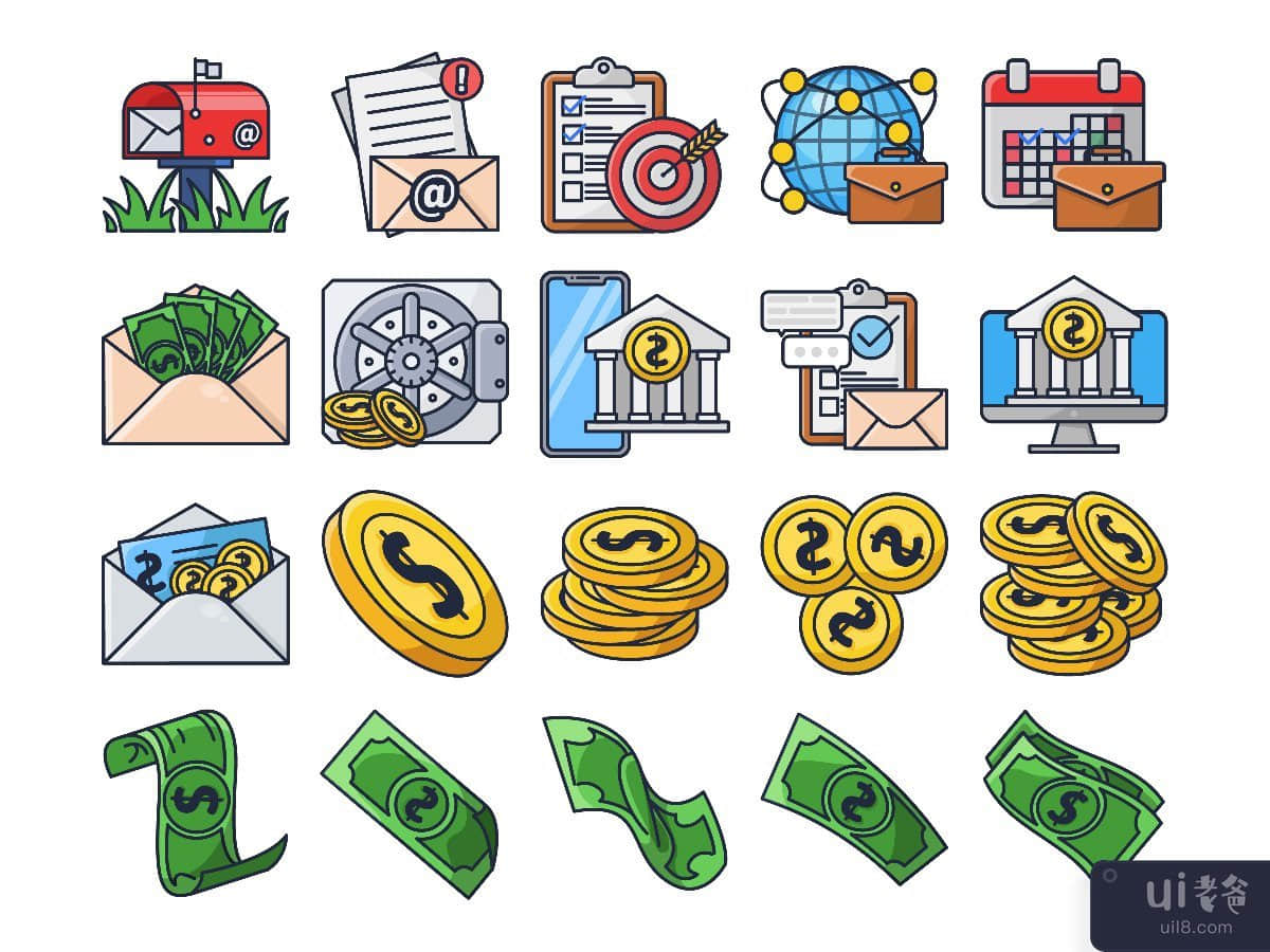 商业和金融图标包(Business & Finance Icon Pack)插图