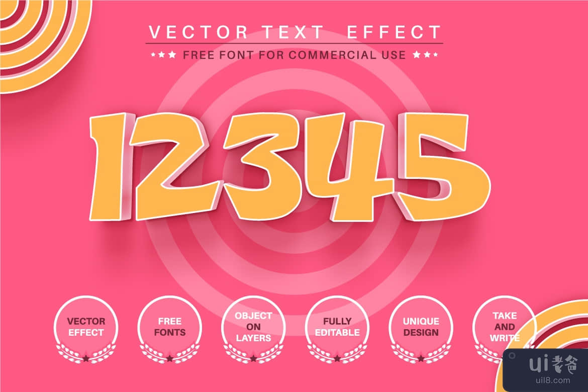 粉红音乐 - 可编辑的文字效果、字体样式(Pink music - editable text effect, font style)插图