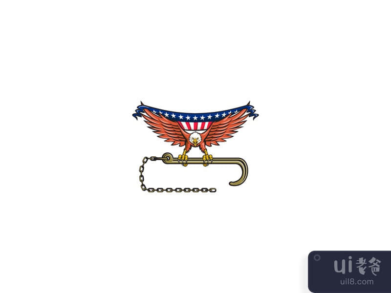 American Eagle Clutching Towing J Hook USA Flag Retro