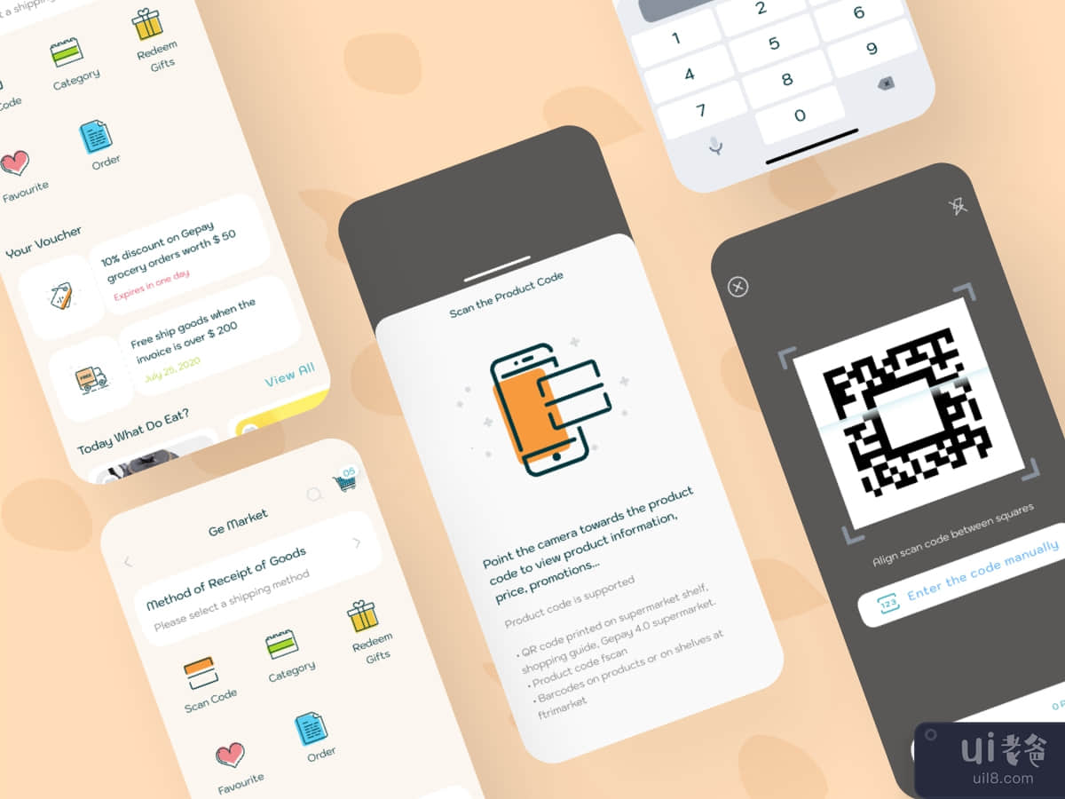 Scan code digital wallet mobile ui kit