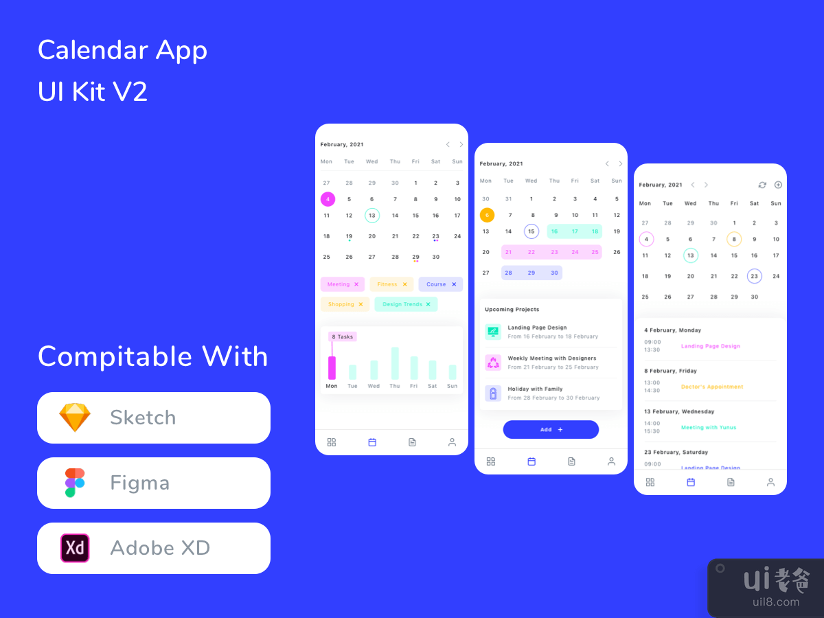 Calendar App UI Kit V2