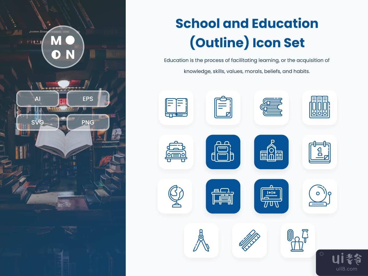 School and Education (Outline) Icon Set