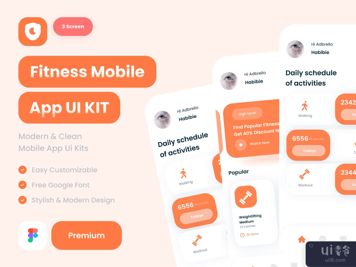 Fitness mobile app ui kit design