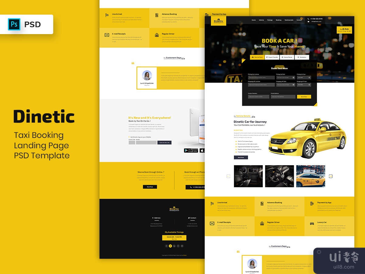 Taxi Booking Landing Page PSD Template