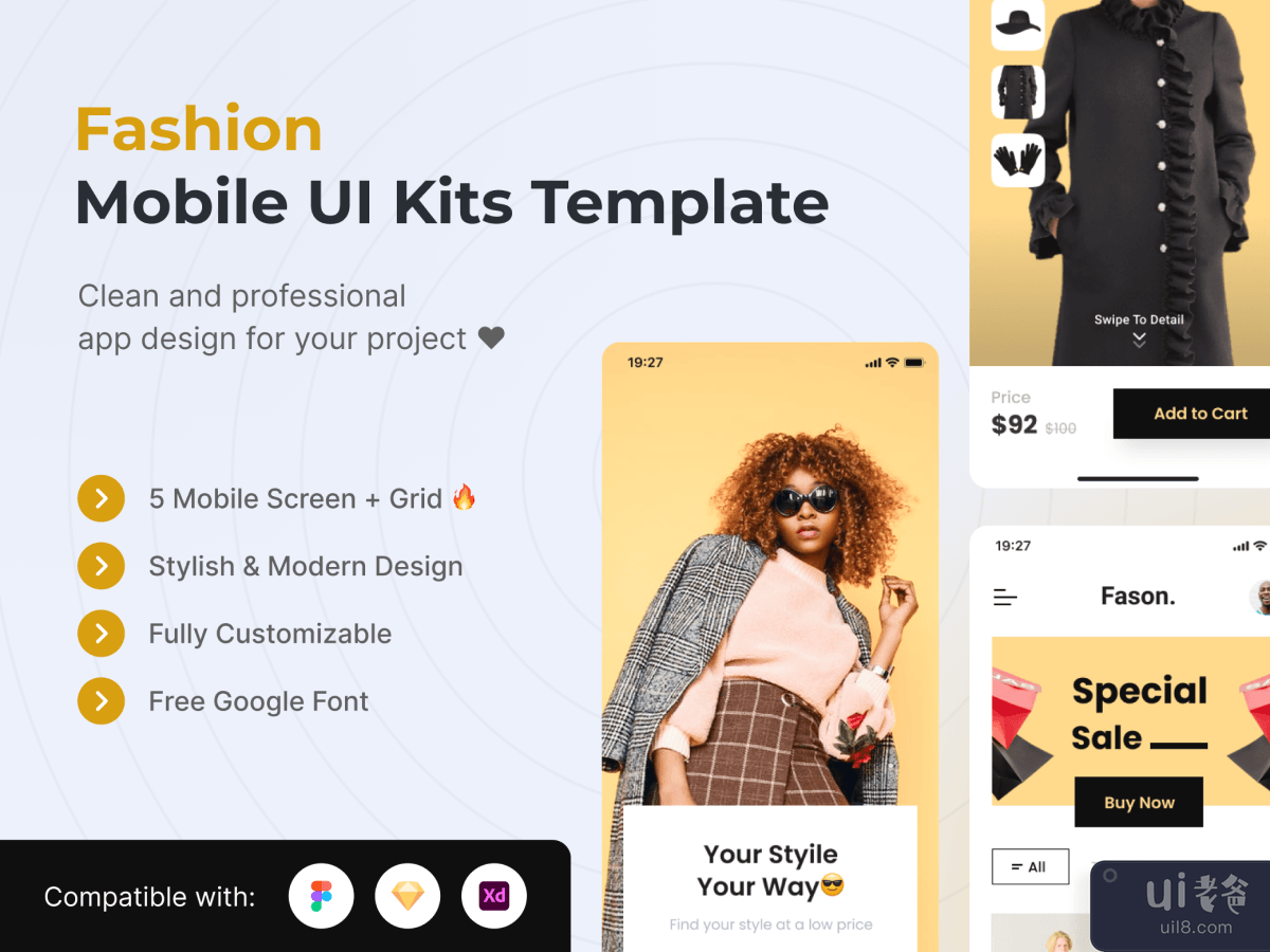Fashion Mobile App UI Kits Template