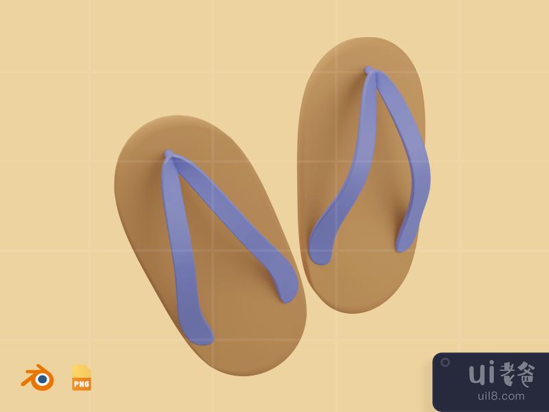 Slippers - 3D Travel & Holiday Illustration Pack