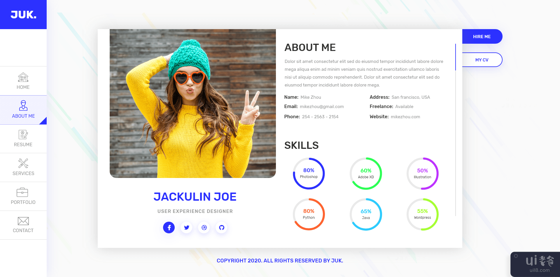 简历/简历/投资组合 UI 套件(CV/ Resume/ Portfolio UI Kits)插图1