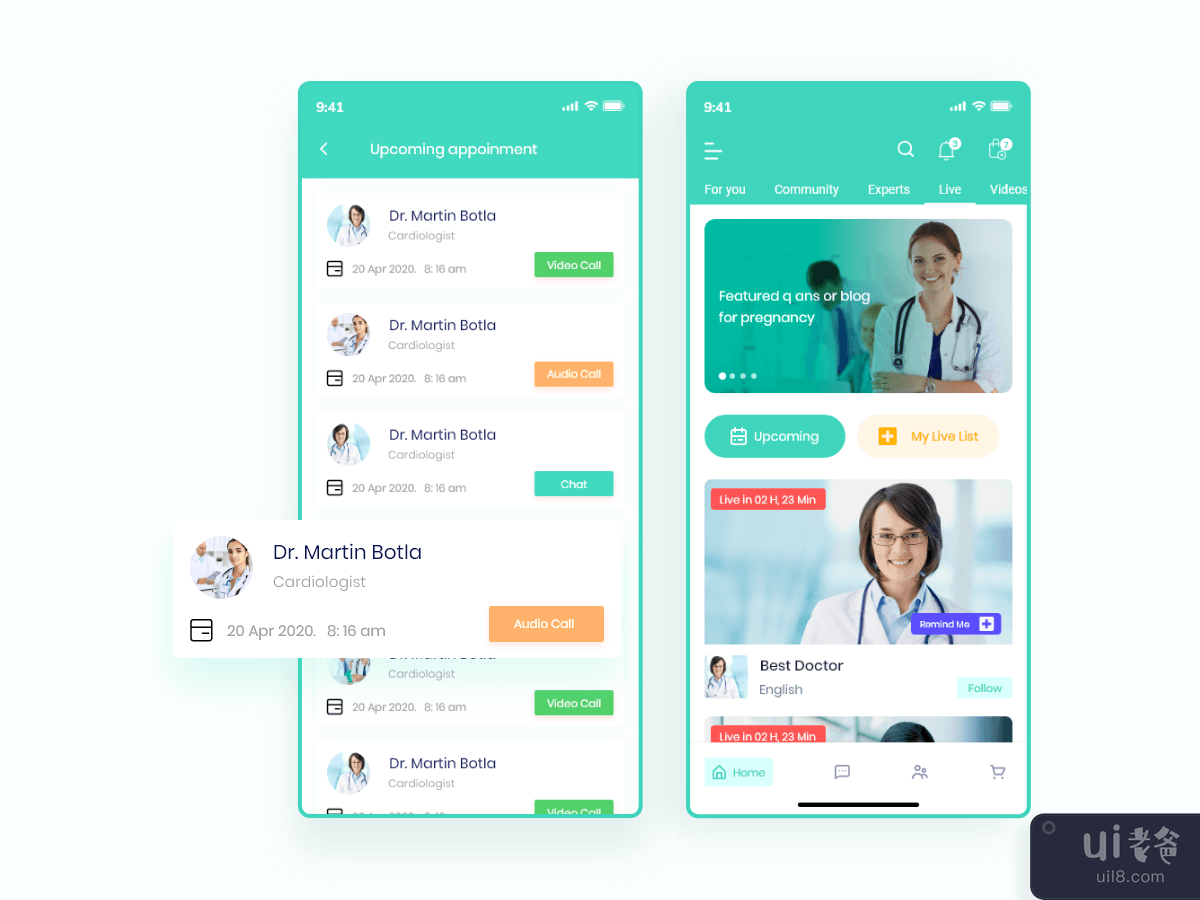 Doctor Live and Booking IOS App UI Kit(Doctor Live and Booking IOS App UI Kit)插图