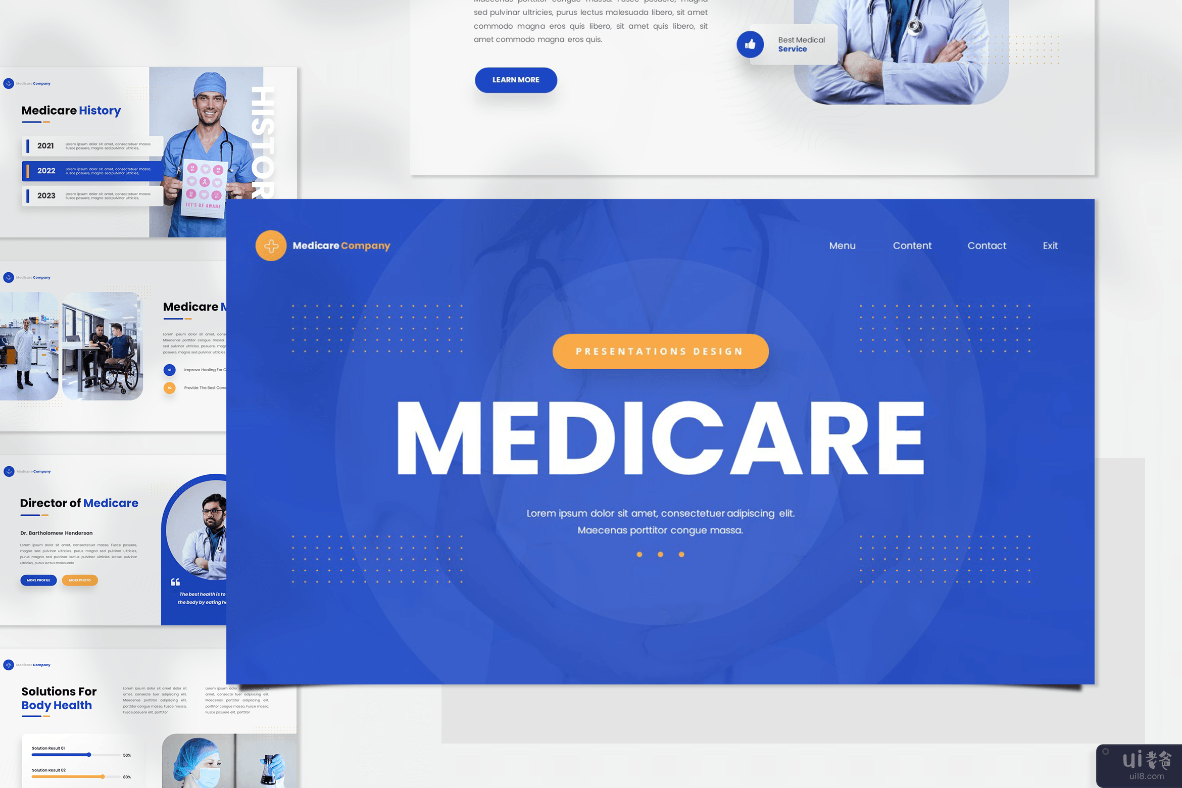医疗保险简报模板(Medicare Powerpoint Template)插图