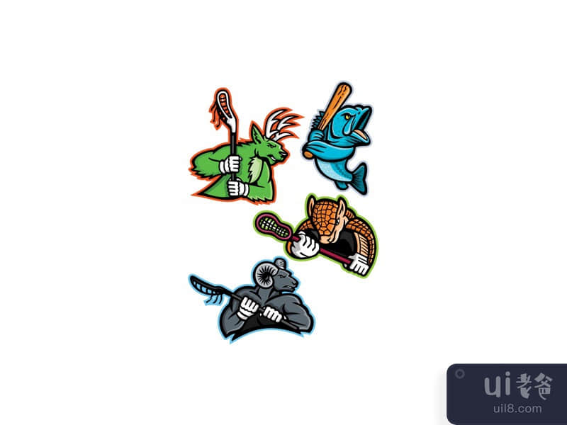 Lacrosse and Baseball Sports Mascot Collection
