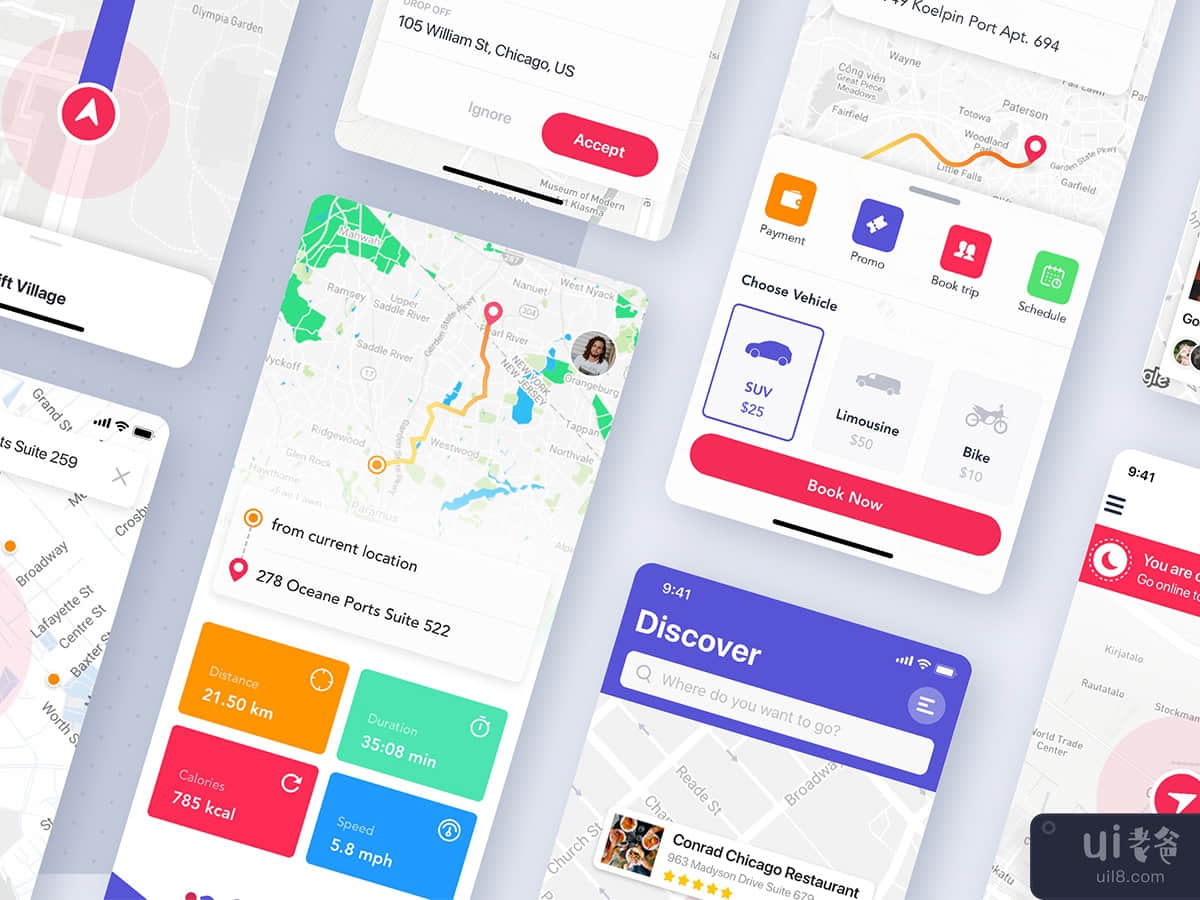 Map & Navigation UI concept for mobile app